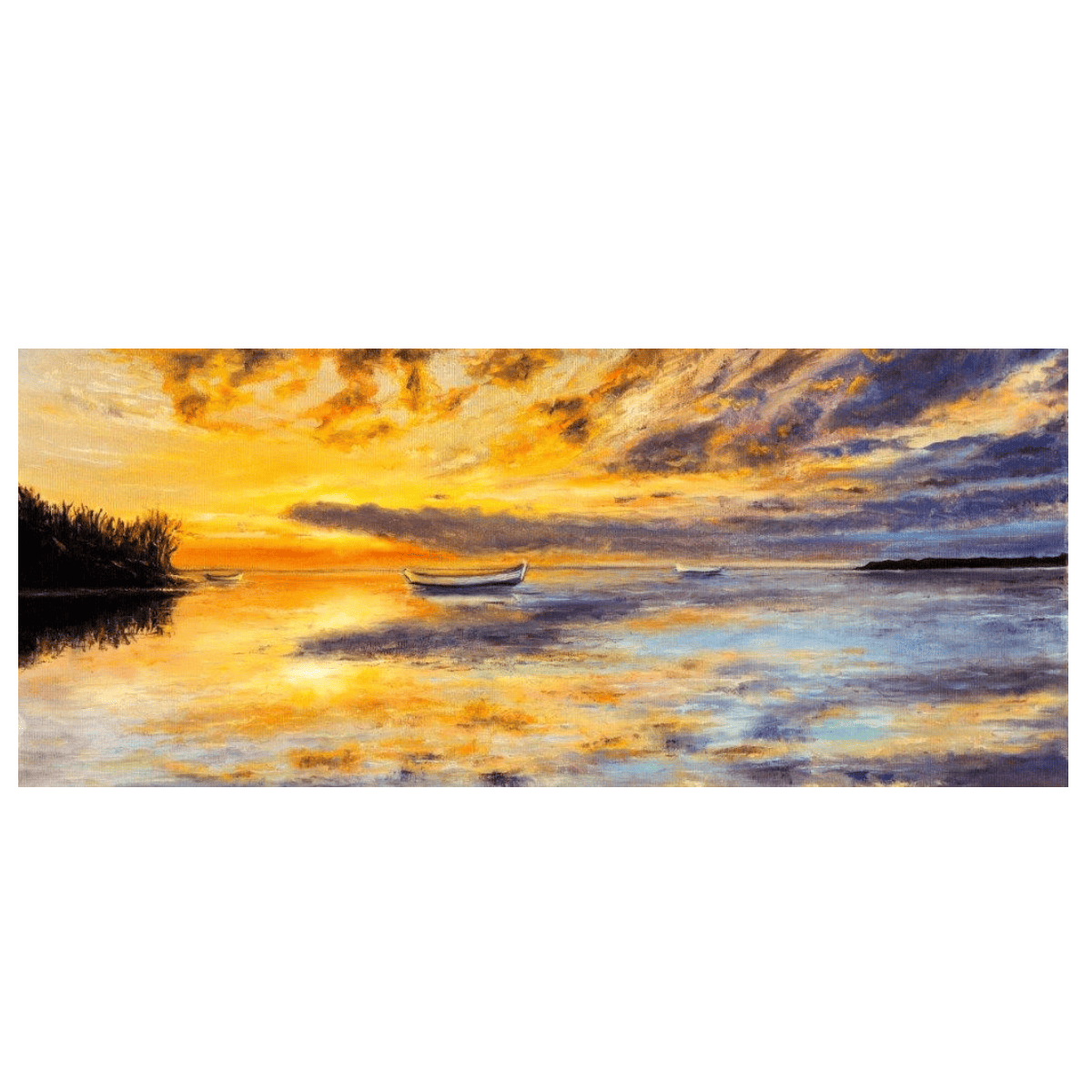 Yalnız Kayıklar Yağlı Boya Dokulu TabloYağlı Boya Dokulu Manzara TablolarıTablolife