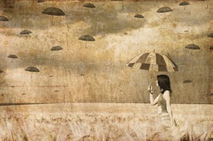 Uçan Şemsiyeler - Kanvas Tablo