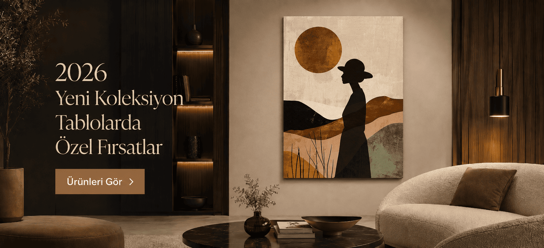 Modern salonda sergilenen kadın figürlü yağlı boya dokulu 2026 yeni koleksiyon tablo