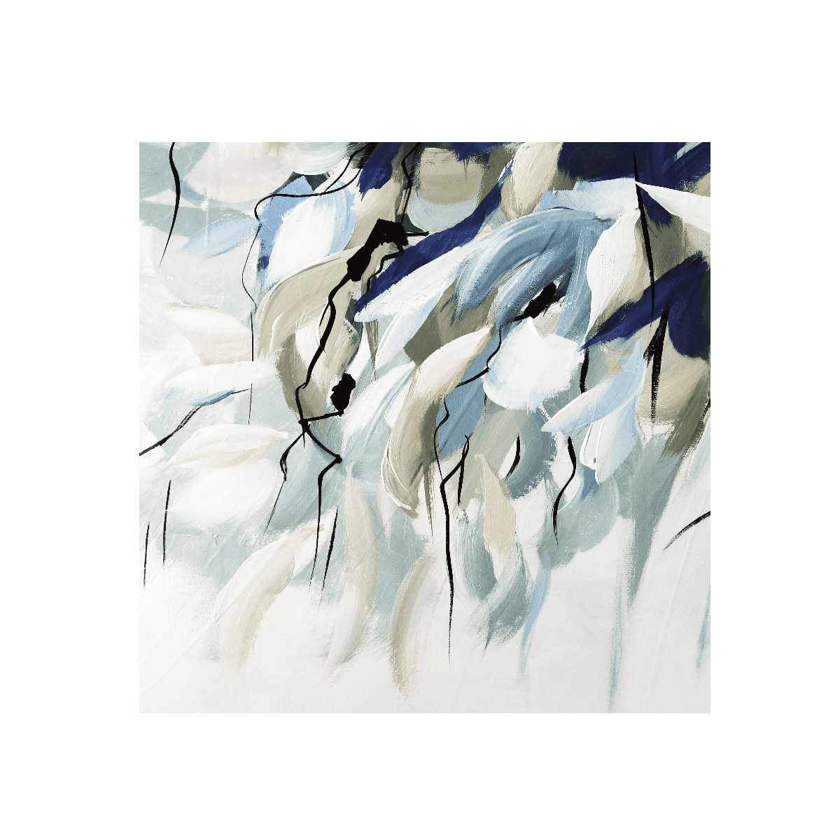 Abstract Blue Bunch 2 Yağlı Boya Dokulu TabloYağlı Boya Dokulu Soyut TablolarTablolife