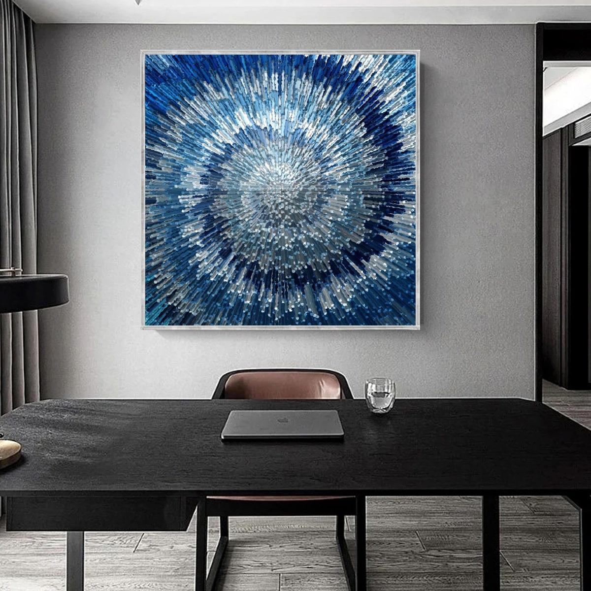 Abstract Blue Yağlı Boya Dokulu TabloYağlı Boya Dokulu Soyut TablolarTablolife