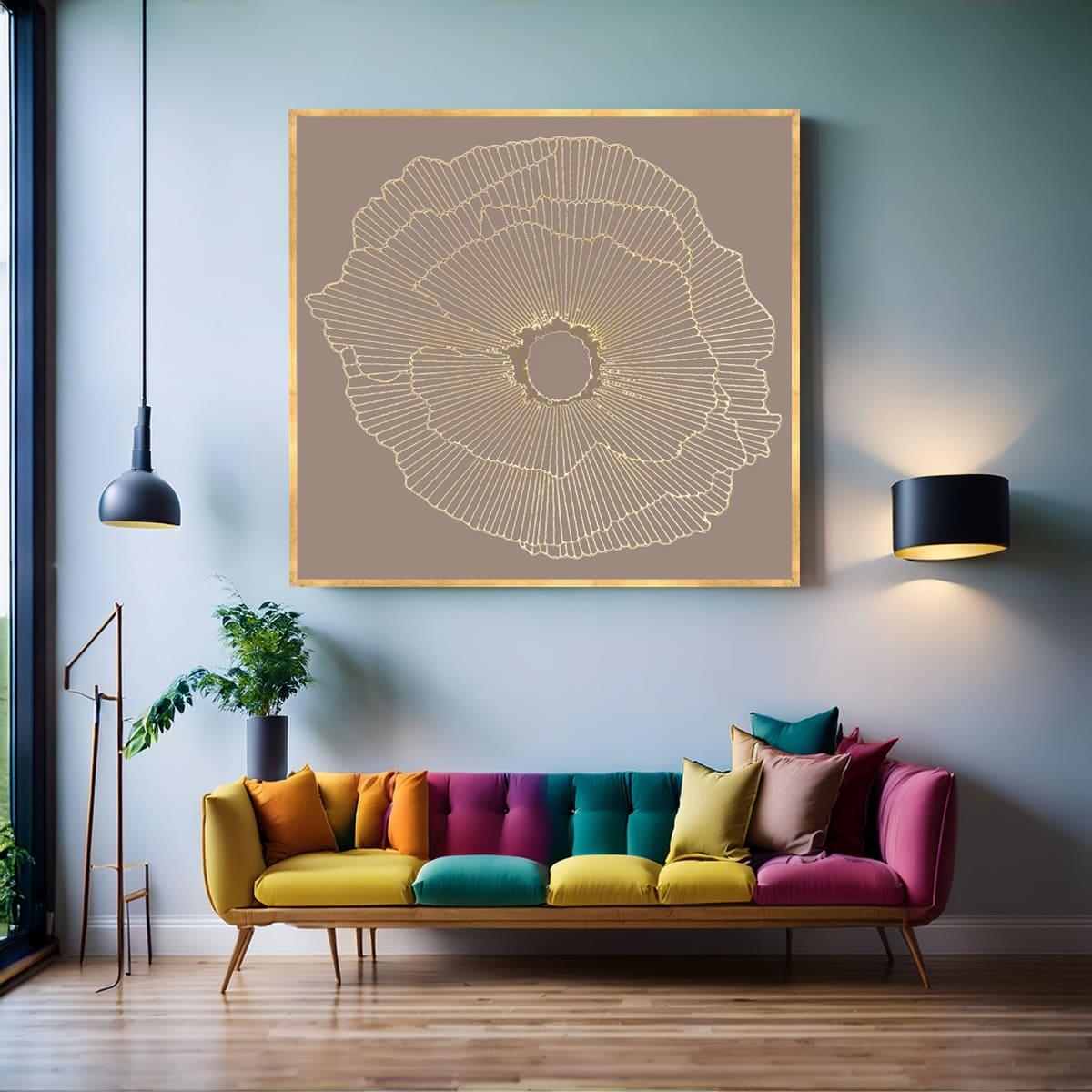 Abstract Golden Carnation Yağlı Boya Dokulu TabloYağlı Boya Dokulu Soyut TablolarTablolife