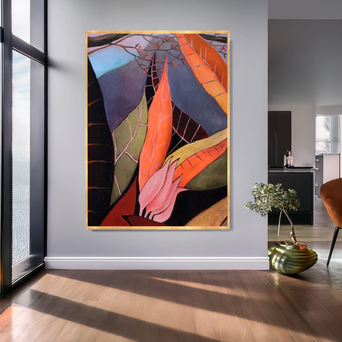 Abstract Leaves Yağlı Boya Dokulu TabloYağlı Boya Dokulu Soyut TablolarTablolife