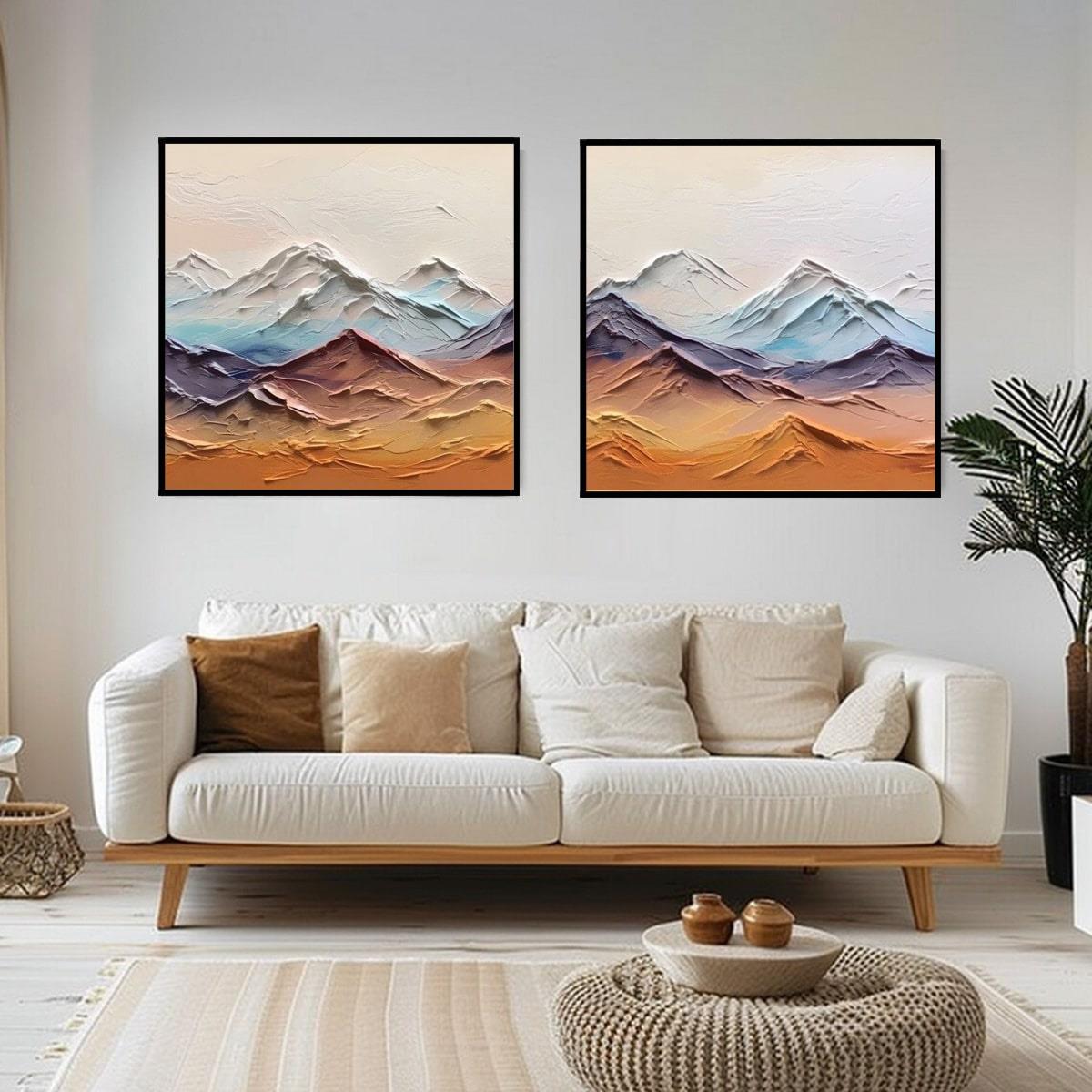 Abstract Mountains İkili Set 3D Yoğun Yağlı Boya Tablo3D Yoğun Yağlı Boya TablolarTablolife