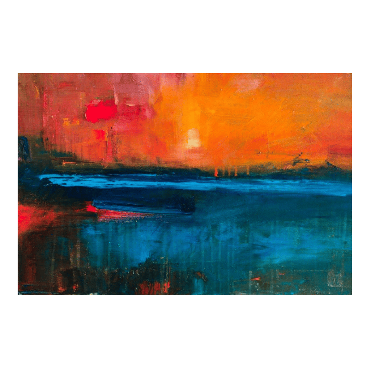 Abstract Sunset Yağlı Boya Dokulu TabloYağlı Boya Dokulu Soyut TablolarTablolife