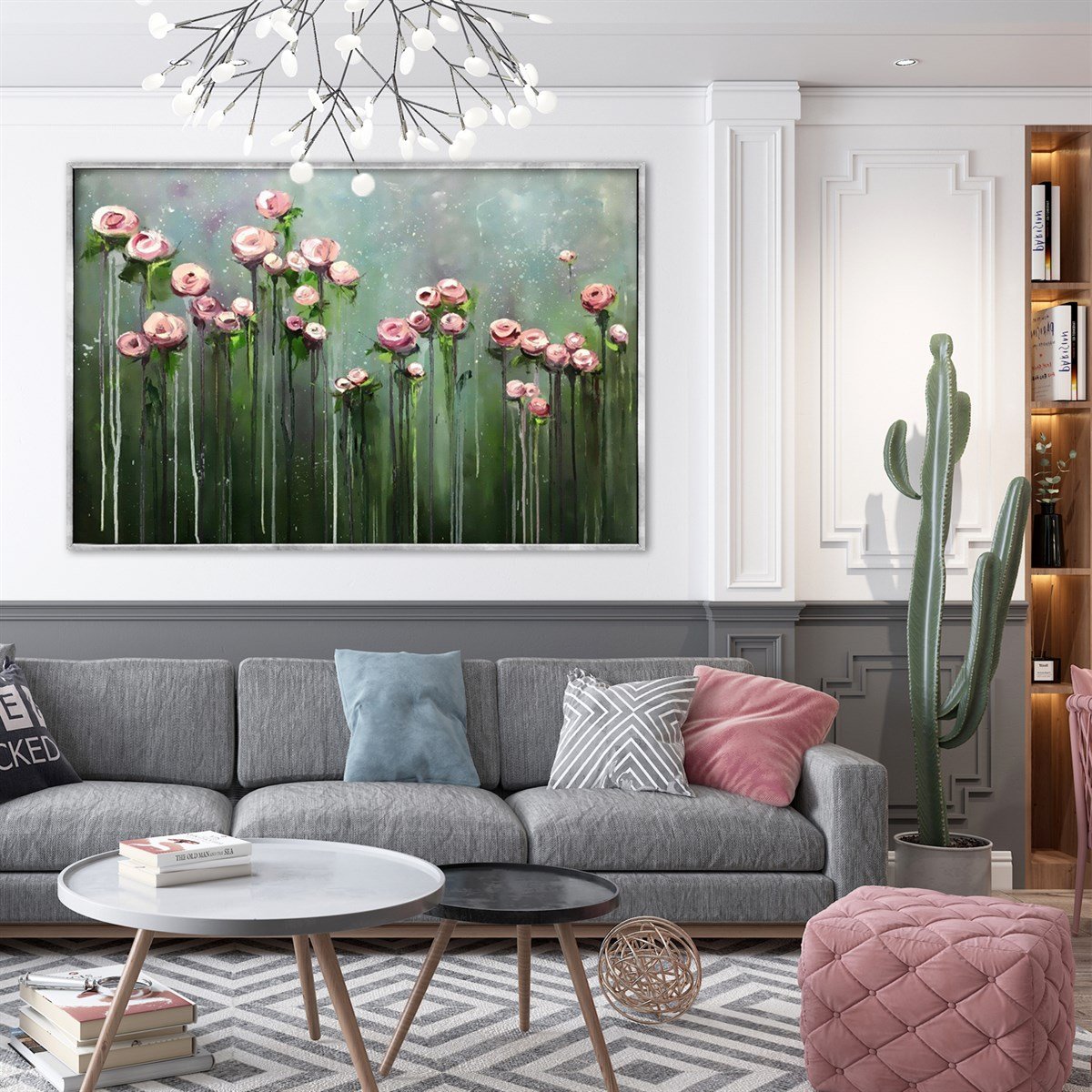 Açmayan Çiçekler - Yağlı Boya Dokulu Tablo