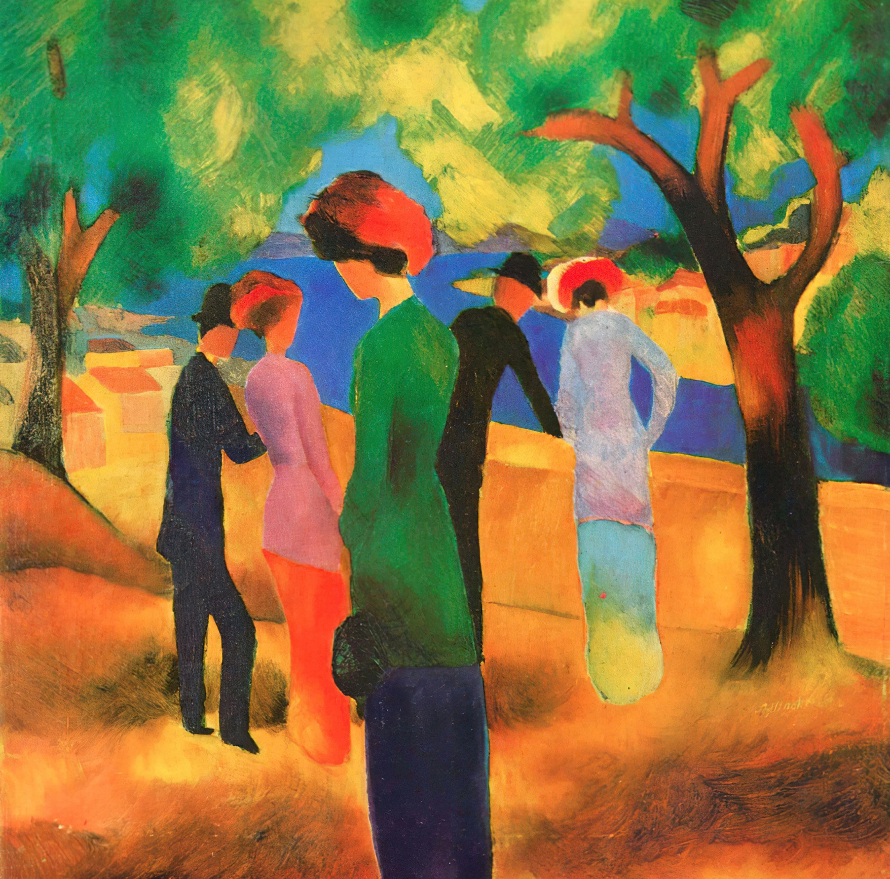 August Macke Lady in Green Jacket Kanvas TabloKlasik TablolarTablolife