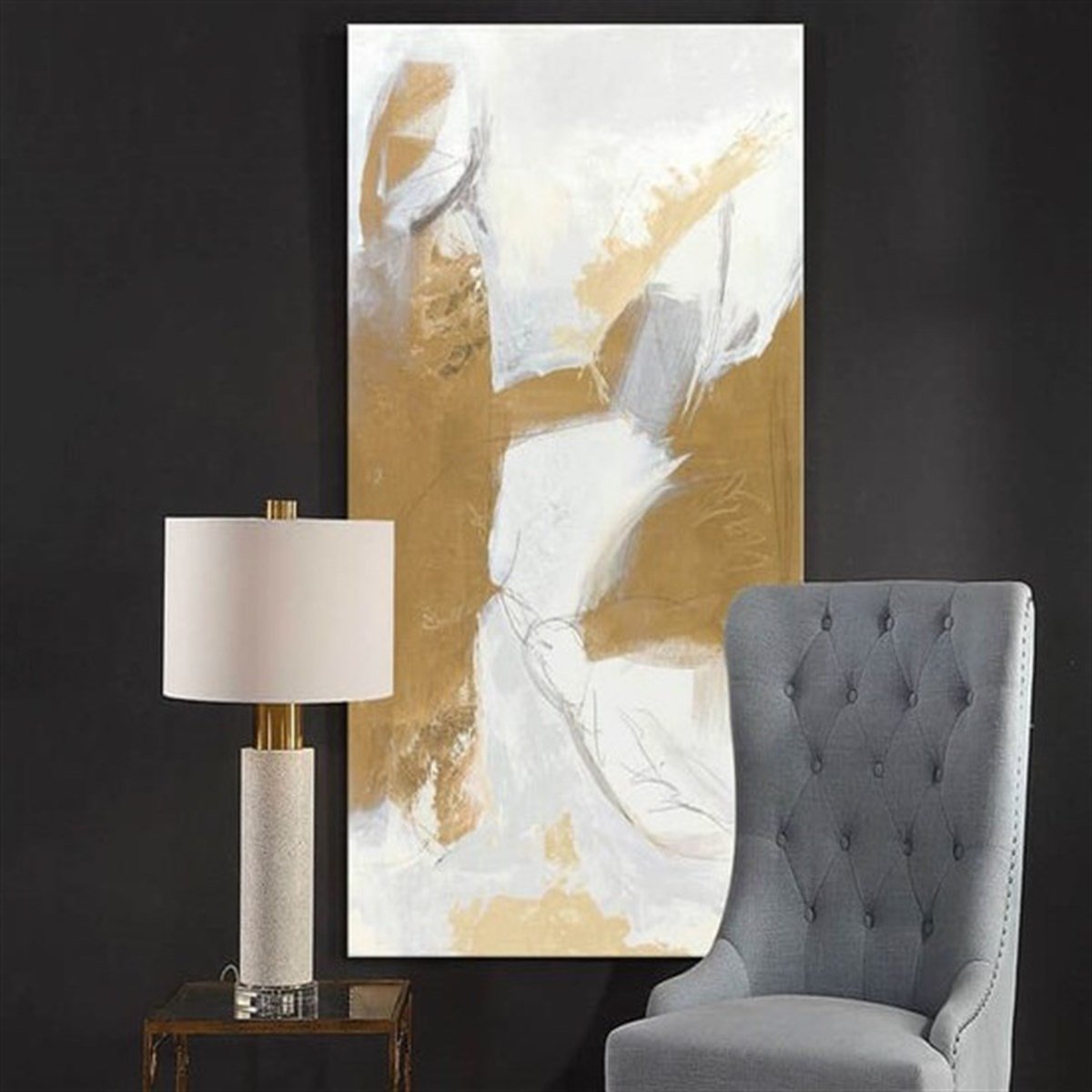 Beyaz Kahve - Yağlı Boya Dokulu Tablo