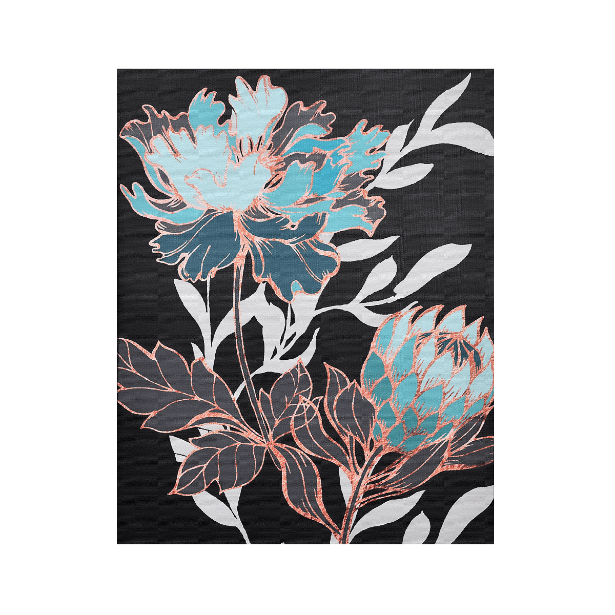 Blue Elegance Yağlı Boya Dokulu TabloYağlı Boya Dokulu Çiçek TablolarıTablolife