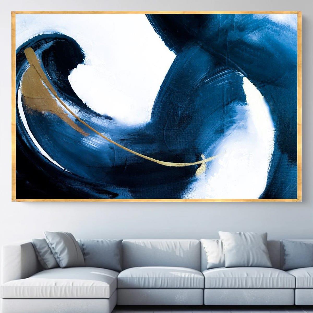 Blue Liquid Yağlı Boya Dokulu TabloYağlı Boya Dokulu Soyut TablolarTablolife