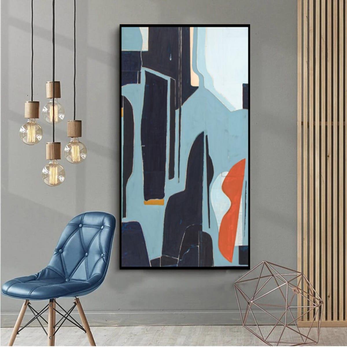 Blueness Yağlı Boya Dokulu TabloYağlı Boya Dokulu Soyut TablolarTablolife.com