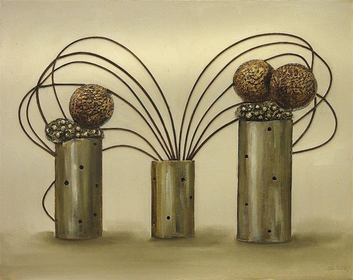 Bronz Kaktüs - Kanvas Tablo