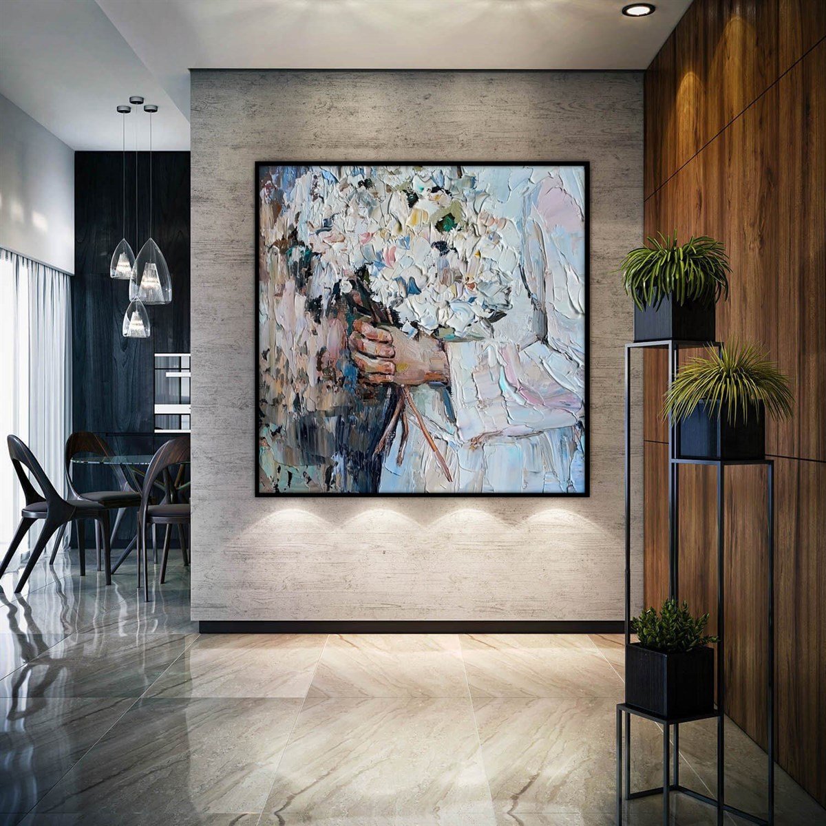 Buket - Yağlı Boya Dokulu TabloYağlı Boya Dokulu Soyut TablolarTablolife.com