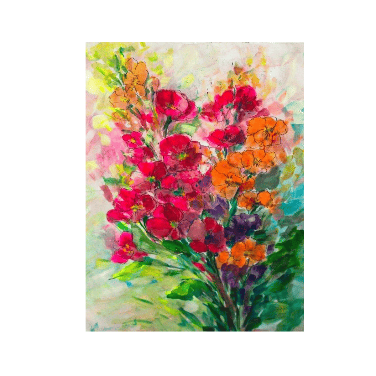 Bunch Of Ferrets Yağlı Boya Dokulu TabloYağlı Boya Dokulu Çiçek TablolarıTablolife