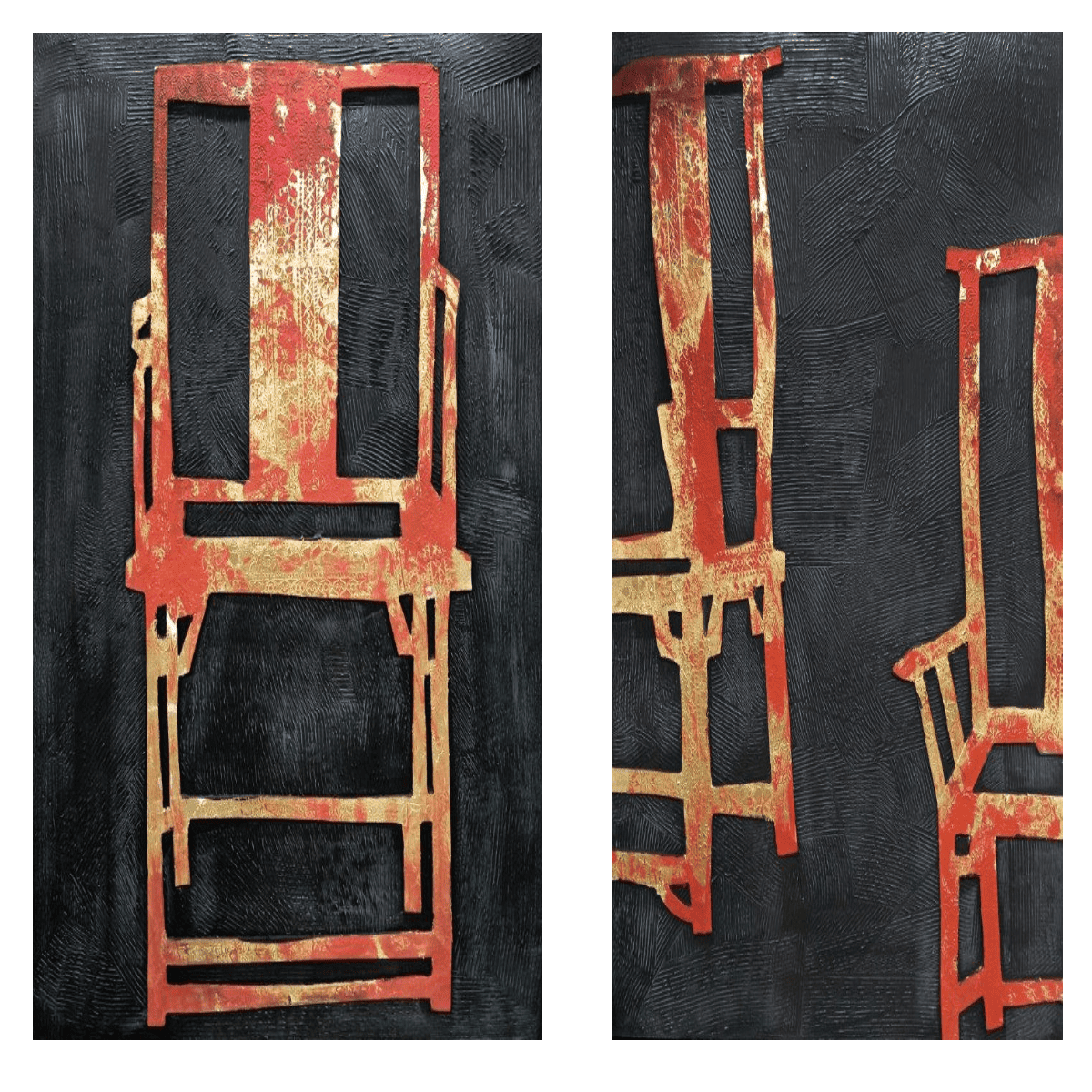 Chairs İkili Set Yağlı Boya Dokulu TabloYağlı Boya Dokulu Soyut TablolarTablolife