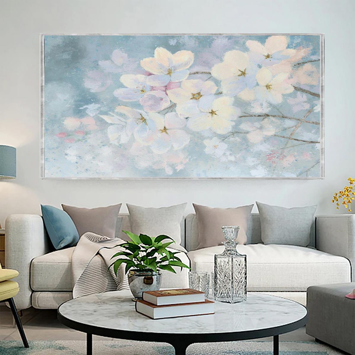 Cherry Blossoms Yağlı Boya Dokulu TabloYağlı Boya Dokulu Çiçek TablolarıTablolife