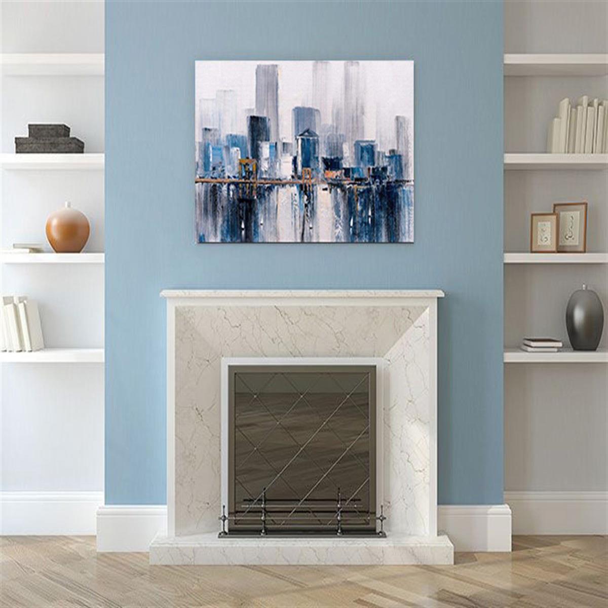 City Of Smurfs - Yağlı Boya Dokulu TabloYağlı Boya Dokulu Soyut TablolarTablolife.com