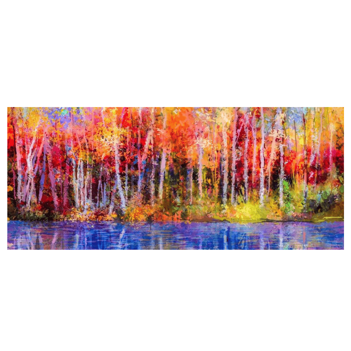 Colorful Forest Yağlı Boya Dokulu TabloYağlı Boya Dokulu Manzara TablolarıTablolife