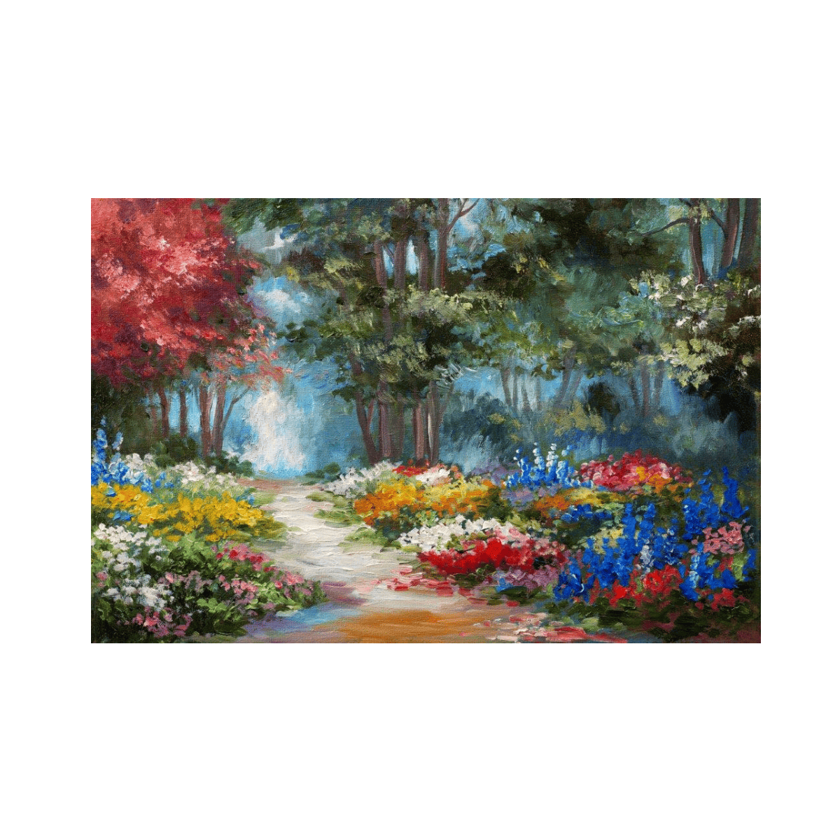 Colorful Forest Yağlı Boya Dokulu TabloYağlı Boya Dokulu Manzara TablolarıTablolife