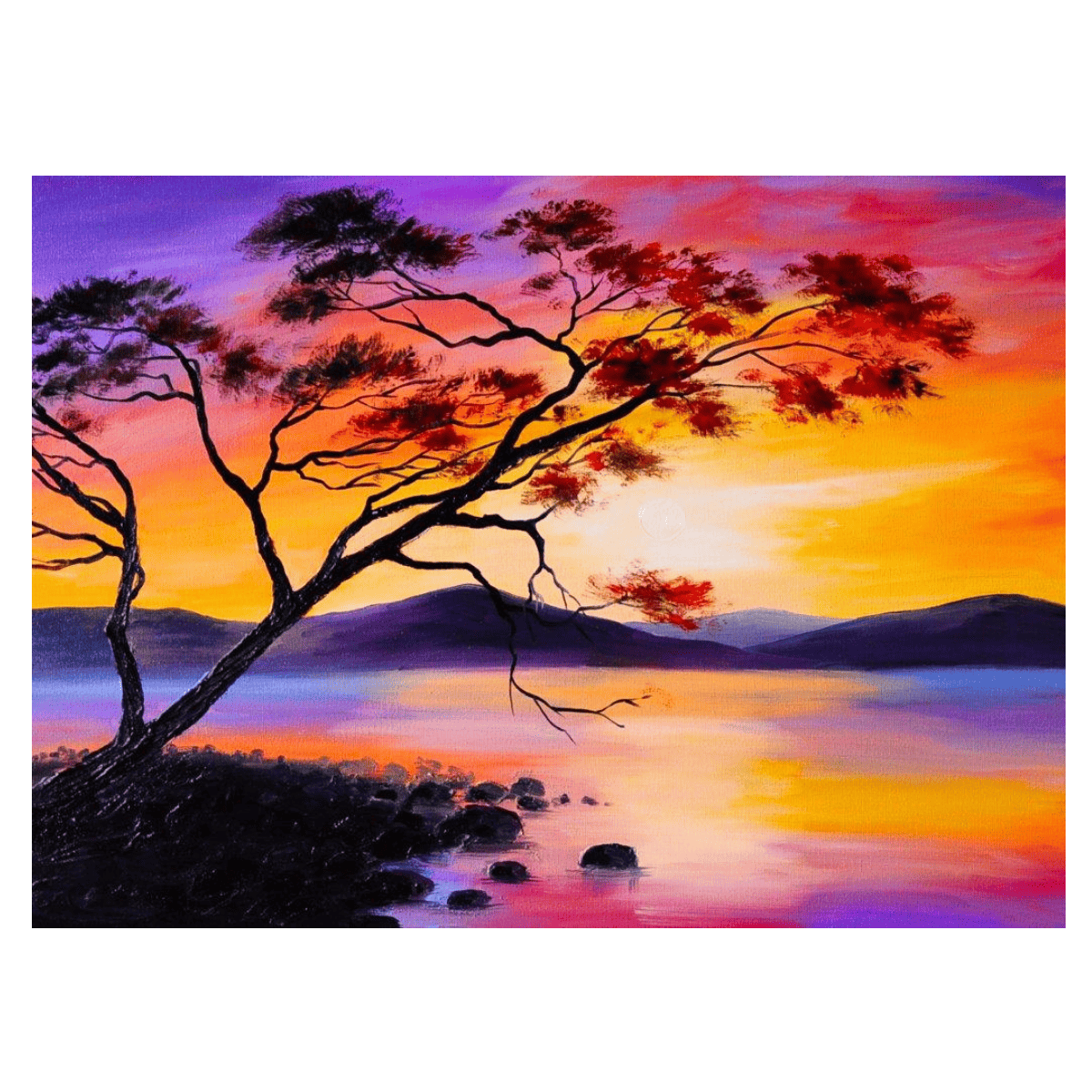 Colors Of The Sun Yağlı Boya Dokulu TabloYağlı Boya Dokulu Manzara TablolarıTablolife