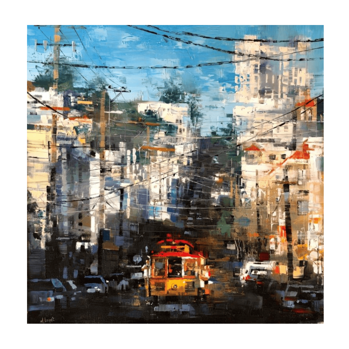 Complex City Yağlı Boya Dokulu TabloYağlı Boya Dokulu Şehir TablolarıTablolife