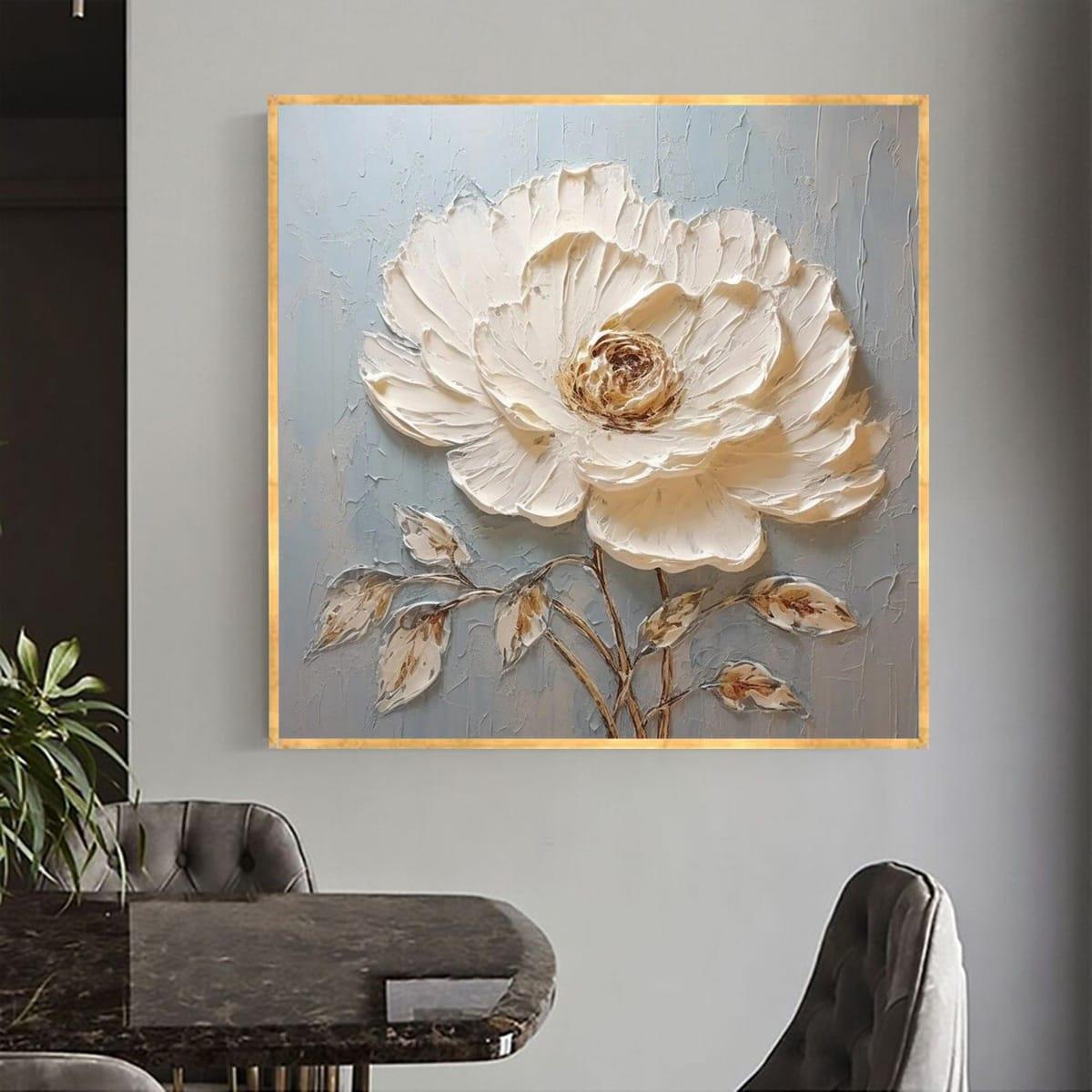 Cream Flower 3D Yoğun Yağlı Boya Tablo3D Yoğun Yağlı Boya TablolarTablolife