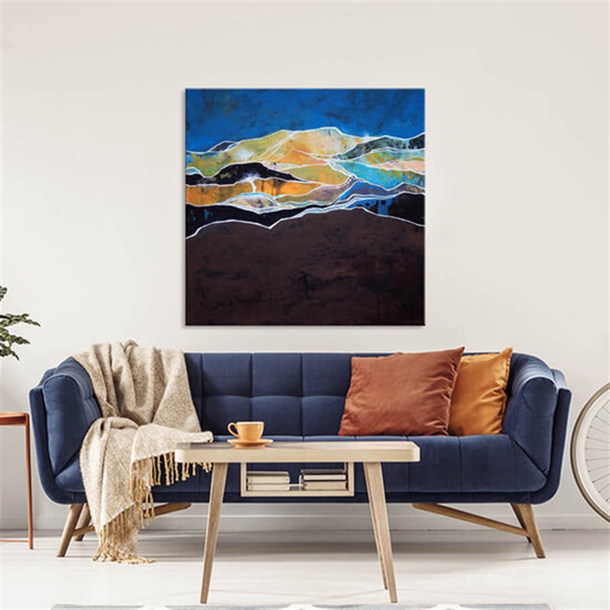 Dağlar - Yağlı Boya Dokulu Tablo