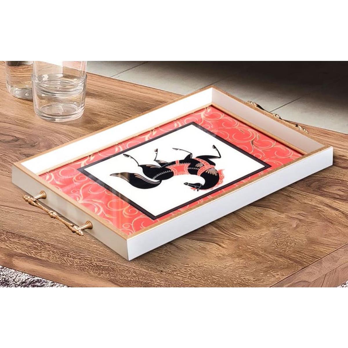 Dekoratif Lüks Sunum Tepsisi At FigürlüTepsilerTablolife.com