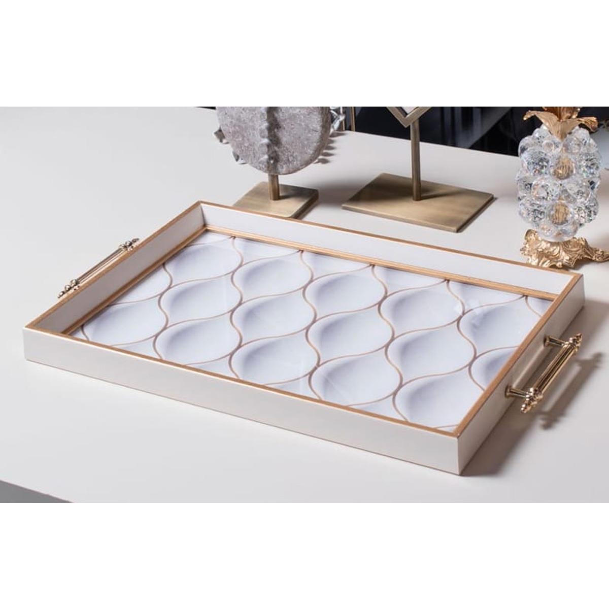 Dekoratif Sunum Tepsisi White ShapesTepsilerTablolife.com
