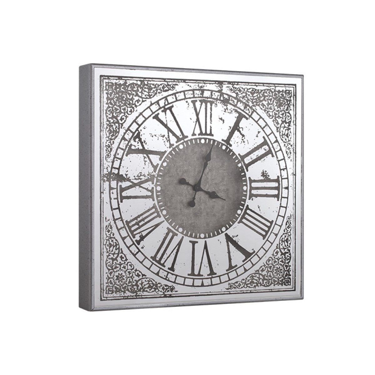 Duvar Saati Kare Gümüş Çarksız 3