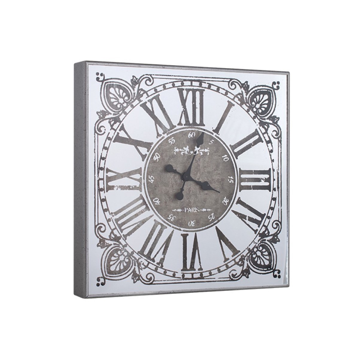 Duvar Saati Kare Gümüş Çarksız 4