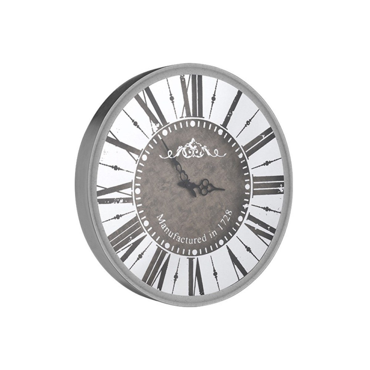Duvar Saati Yuvarlak Gümüş Çarksız