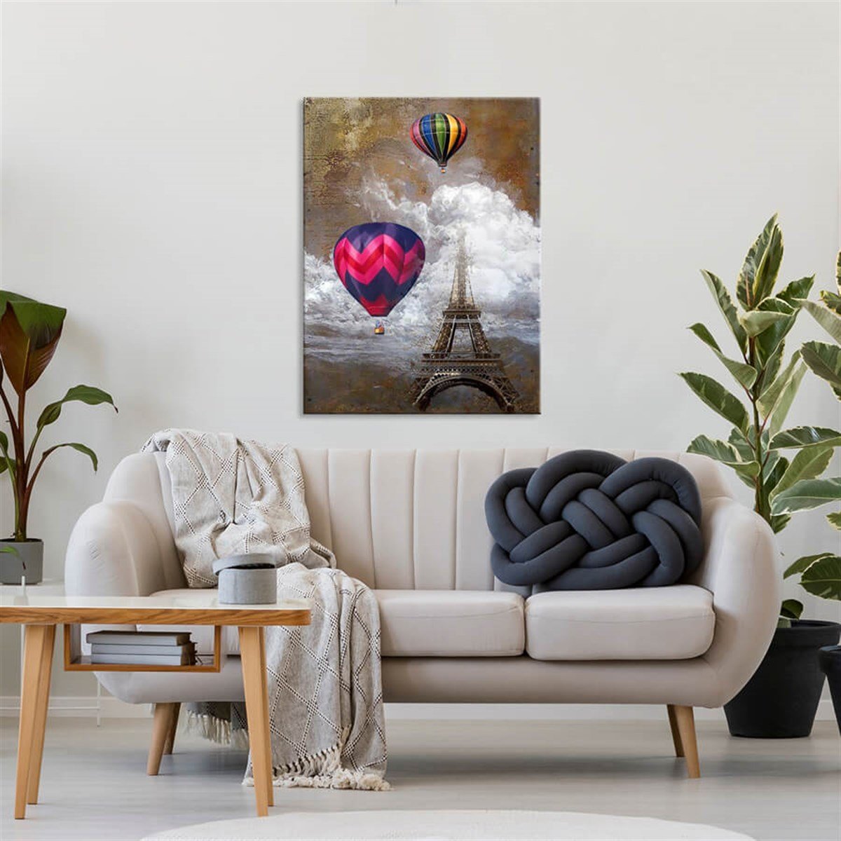 Eyfel'de Uçan Balonlar - Yağlı Boya Dokulu Tablo