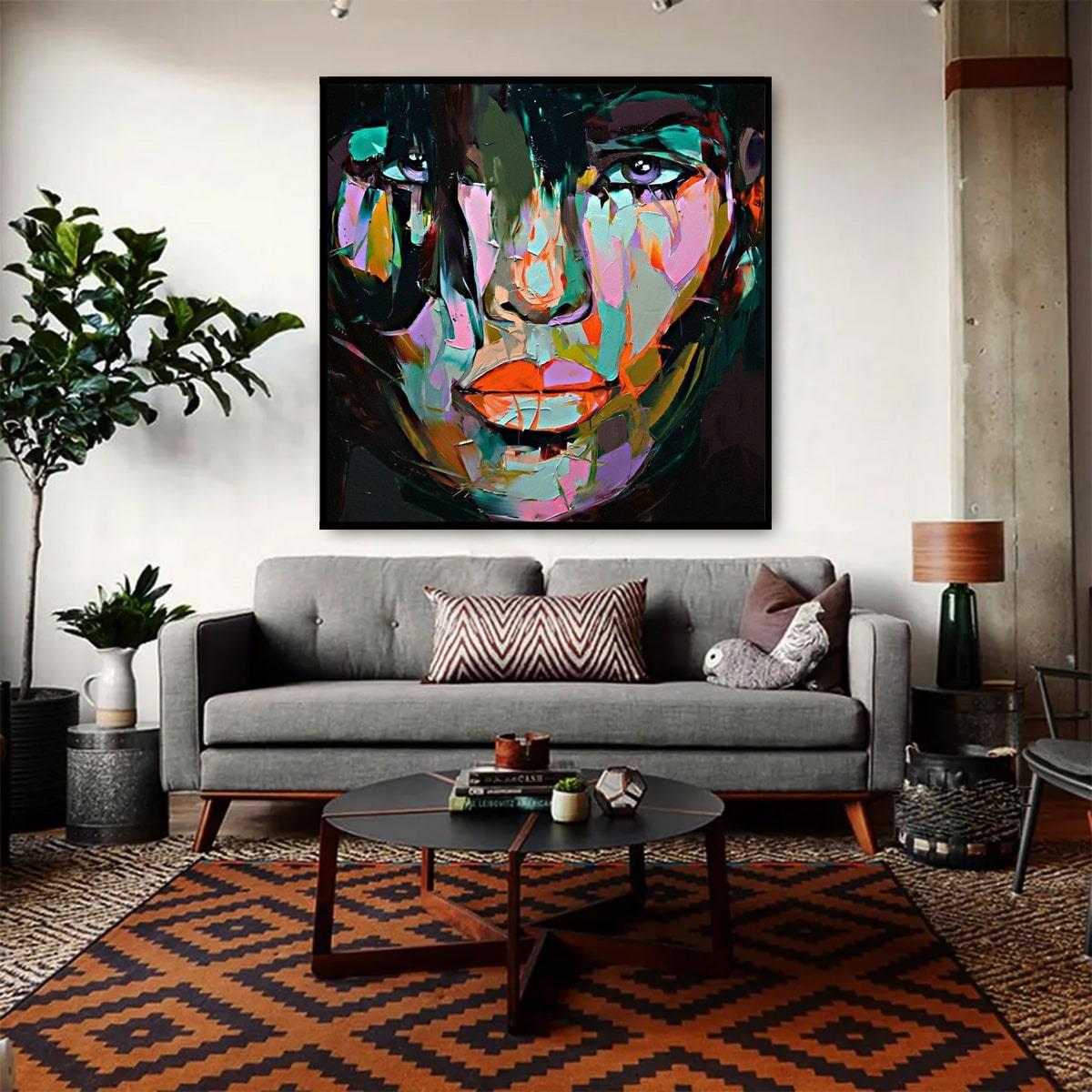 Face Yağlı Boya Dokulu TabloYağlı Boya Dokulu Kadın Temalı TablolarTablolife
