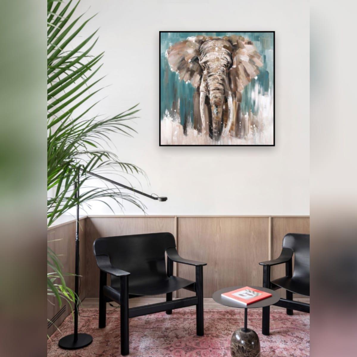 Fil Yağlı Boya Dokulu TabloYağlı Boya Dokulu Hayvan TablolarıTablolife.com