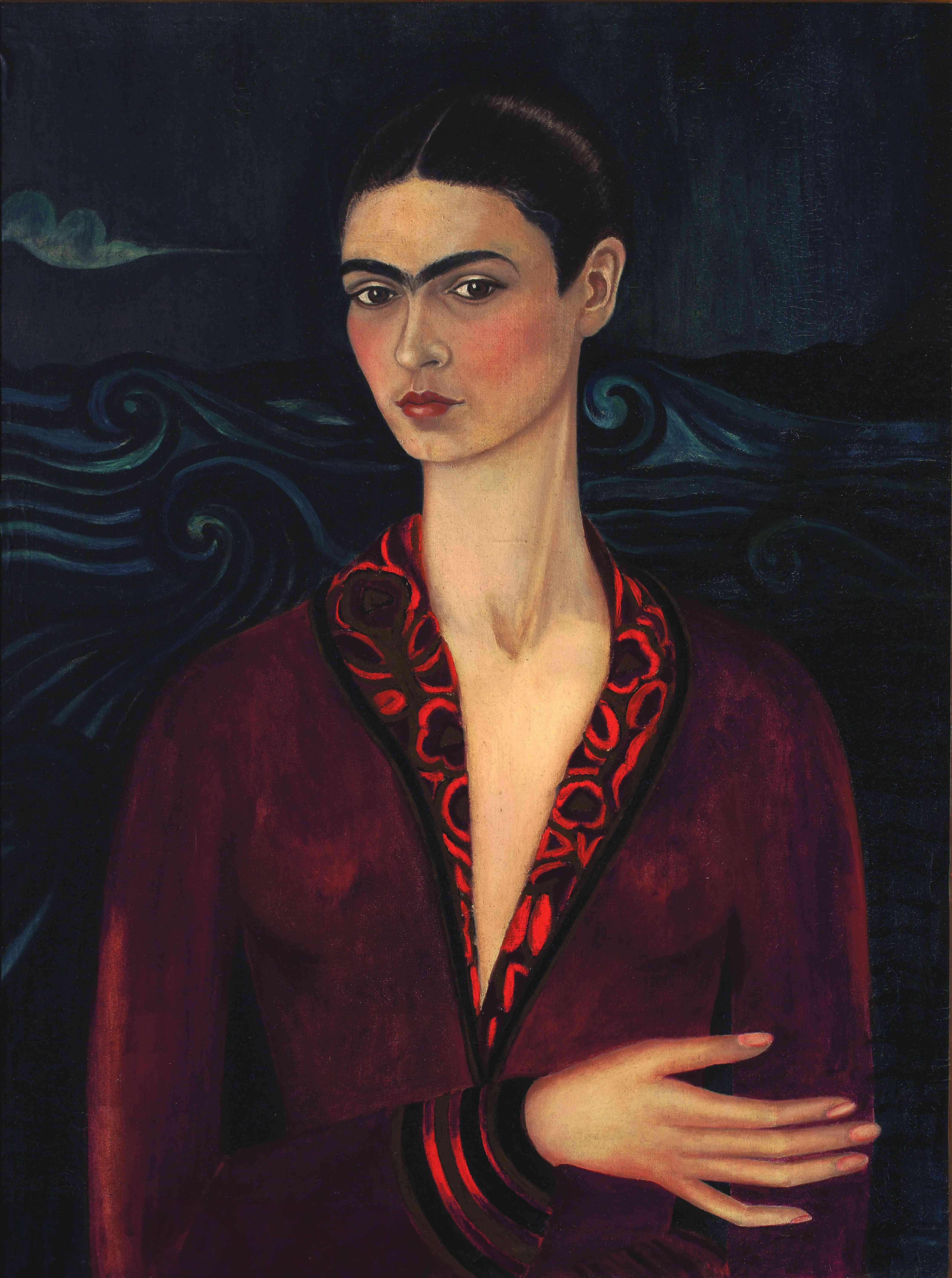 Frida Kahlo Self Portrait İn Velvet Dress Kanvas TabloÜnlü Ressamların TablolarıTablolife