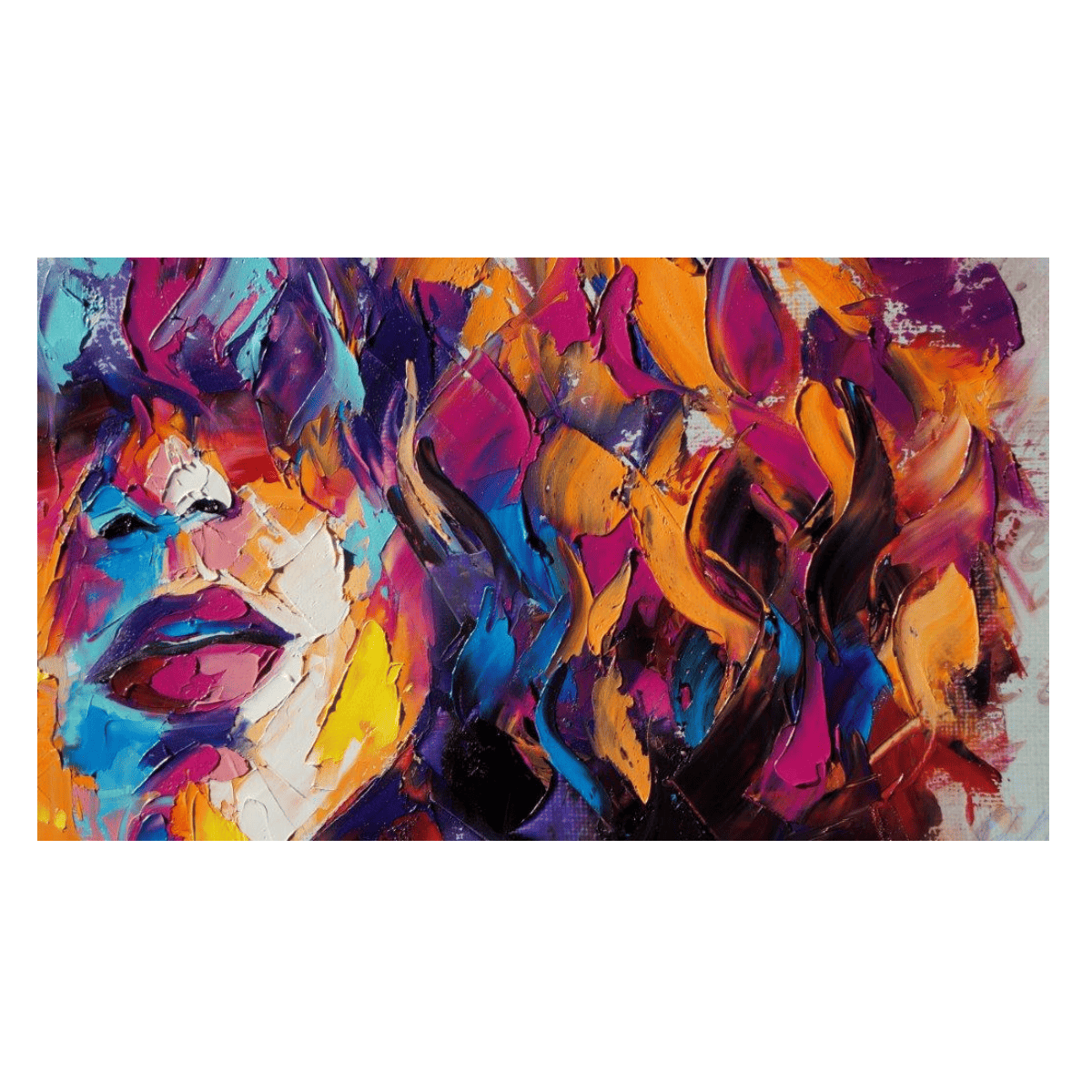 Gizemli Renkli Saçlar Yağlı Boya Dokulu TabloYağlı Boya Dokulu Soyut TablolarTablolife