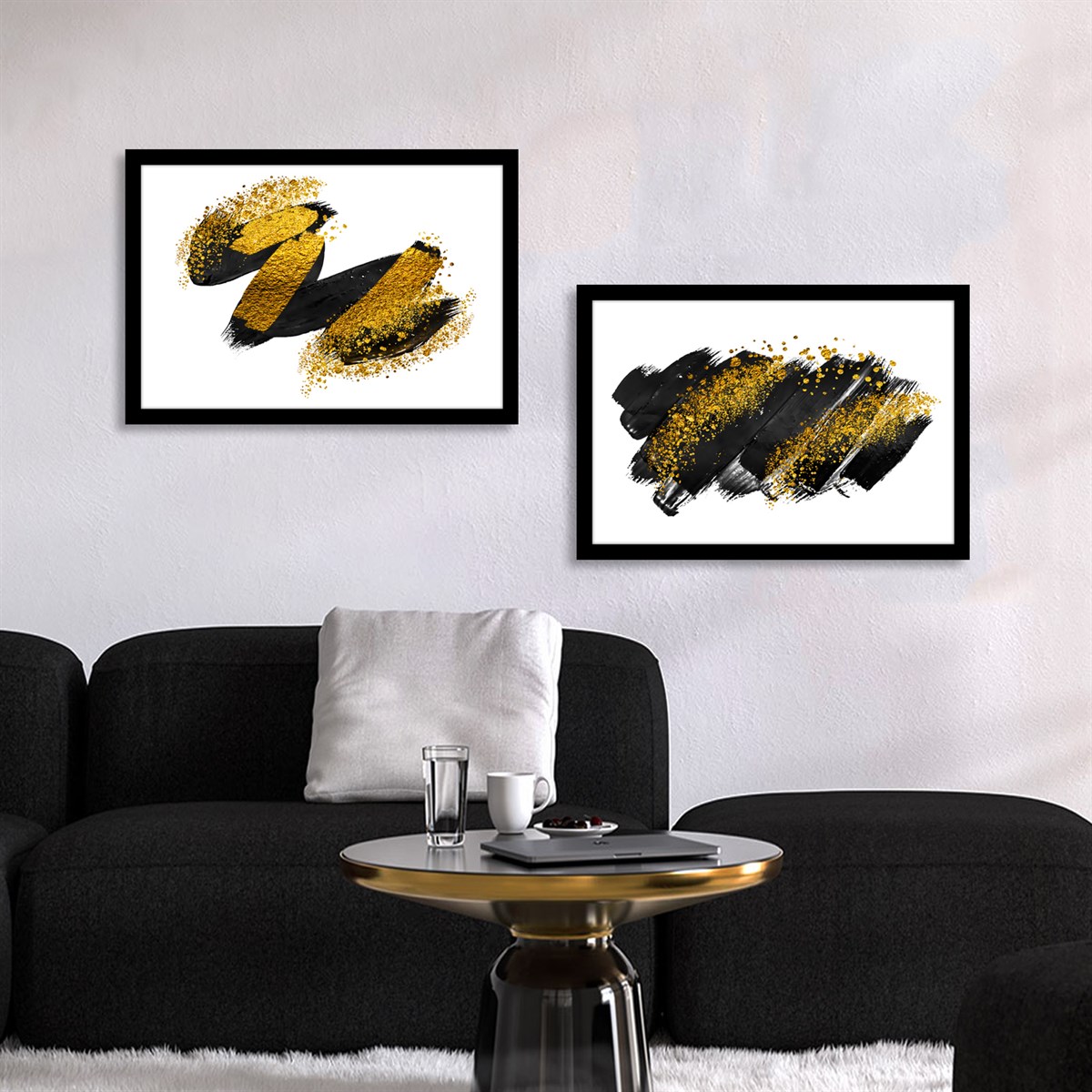 Gold Black Çerçeveli Poster SetiPosterlerTablolife.com