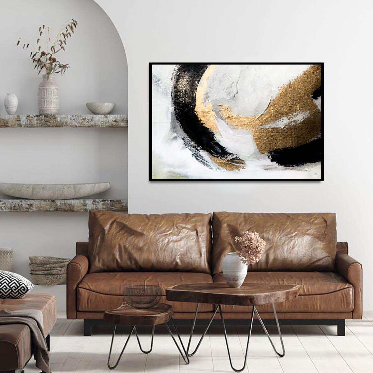 Gold Varaklı Soyut 3 Yağlı Boya Dokulu TabloYağlı Boya Dokulu Soyut TablolarTablolife