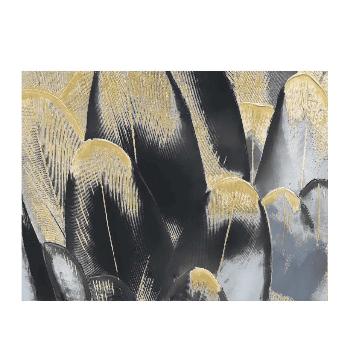 Golden Black Leaves Yağlı Boya Dokulu TabloYağlı Boya Dokulu Soyut TablolarTablolife