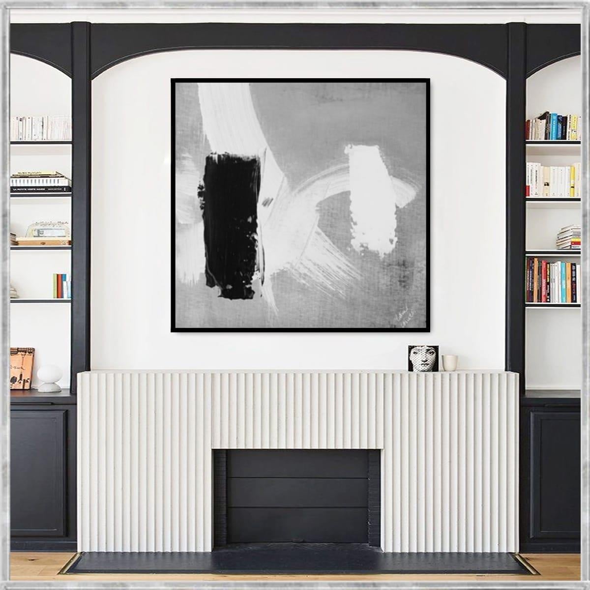 Grey BW Yağlı Boya Dokulu TabloYağlı Boya Dokulu Soyut TablolarTablolife.com