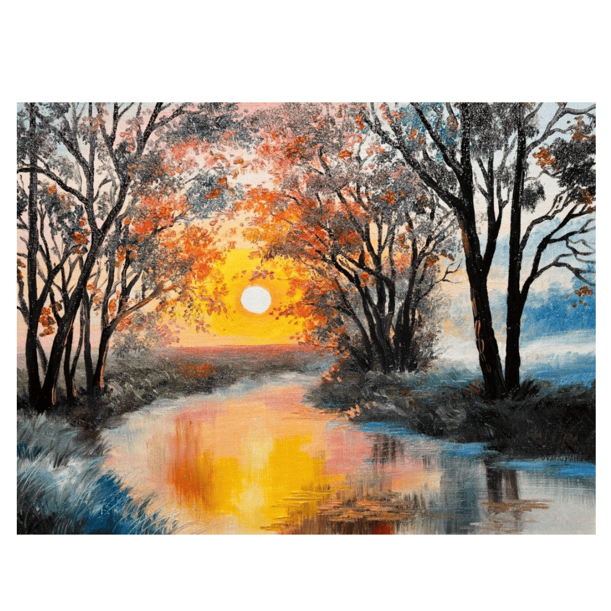 Güneşin Doğuşu Yağlı Boya Dokulu TabloYağlı Boya Dokulu Manzara TablolarıTablolife