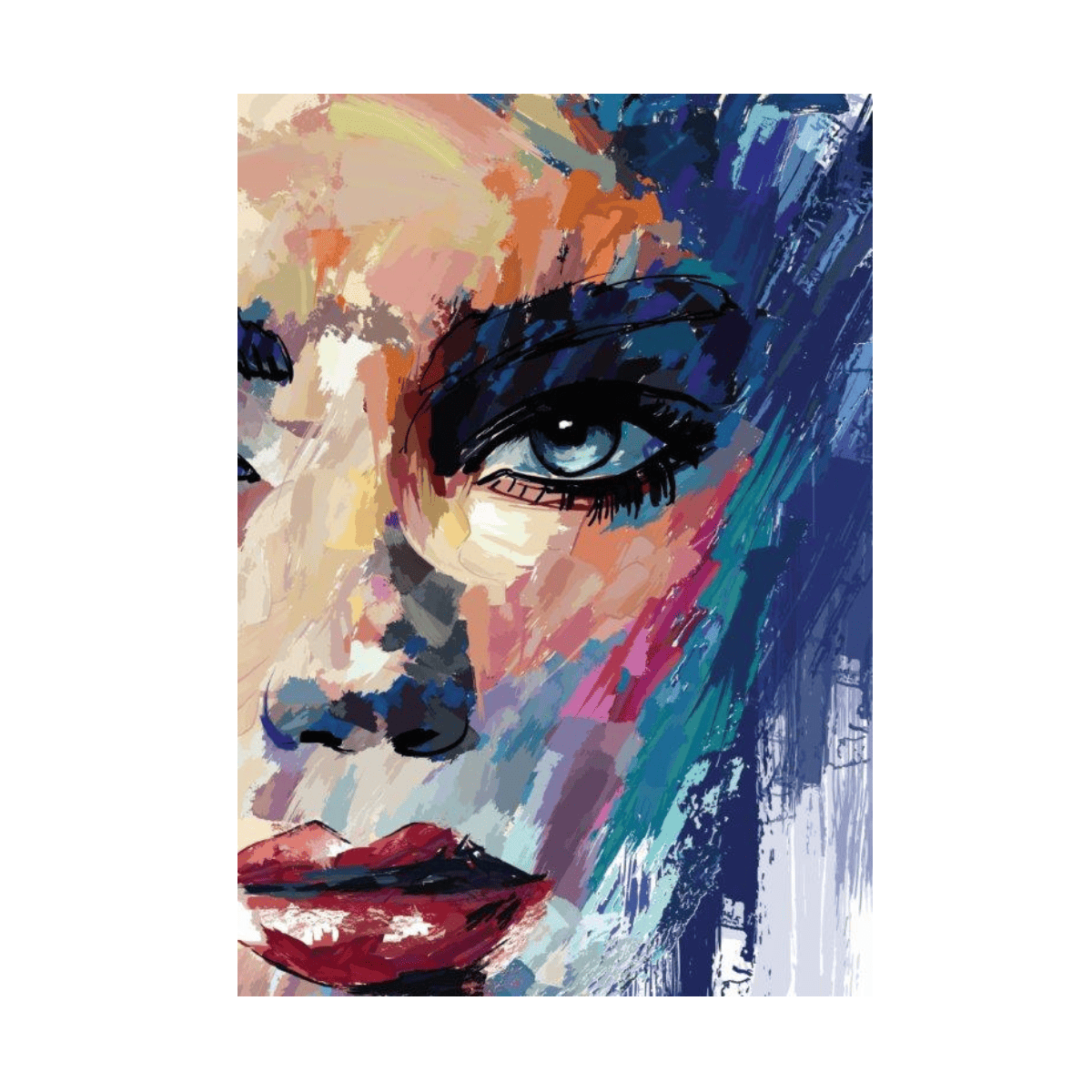 Half Face Yağlı Boya Dokulu TabloYağlı Boya Dokulu Kadın Temalı TablolarTablolife