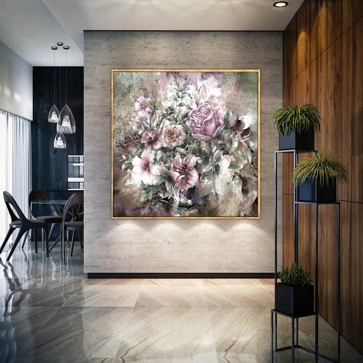 Harmony Of The Flower - Yağlı Boya Dokulu TabloYağlı Boya Dokulu Soyut TablolarTablolife.com