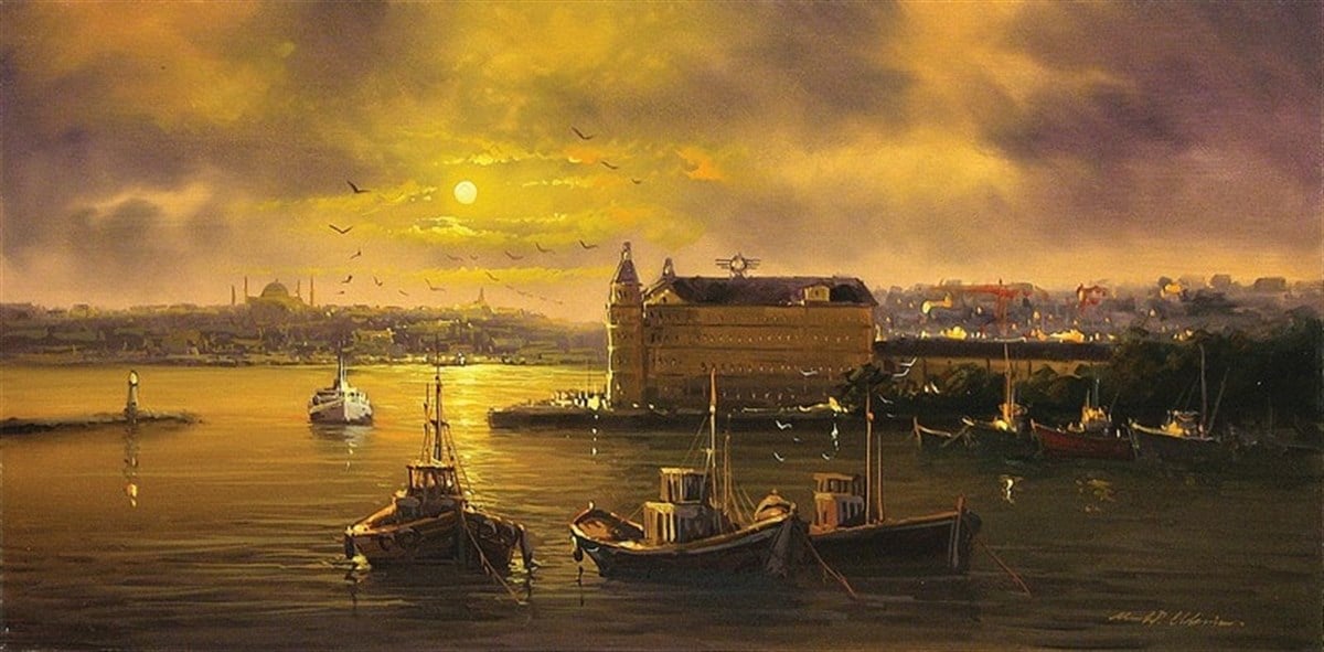 Haydarpaşa'da Gün Batarken - Kanvas Tablo
