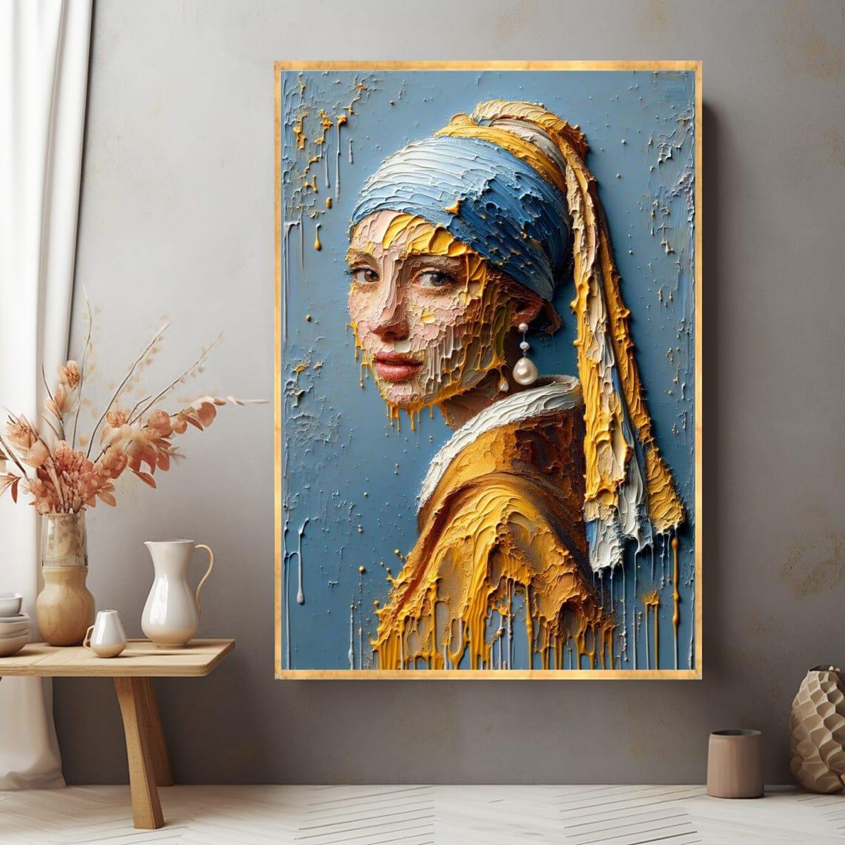 İnci Küpeli Kız 3D Yağlı Boya Tablo3D Yoğun Yağlı Boya TablolarTablolife