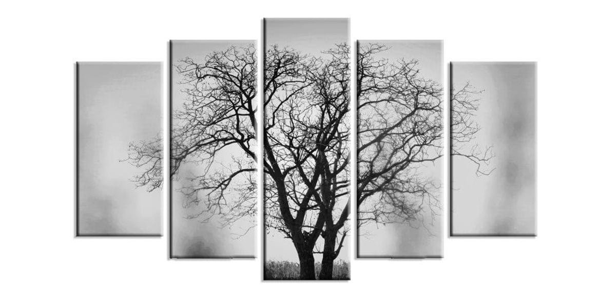 Kasvetli Ağaç - 5 Parçalı Kanvas Tablo