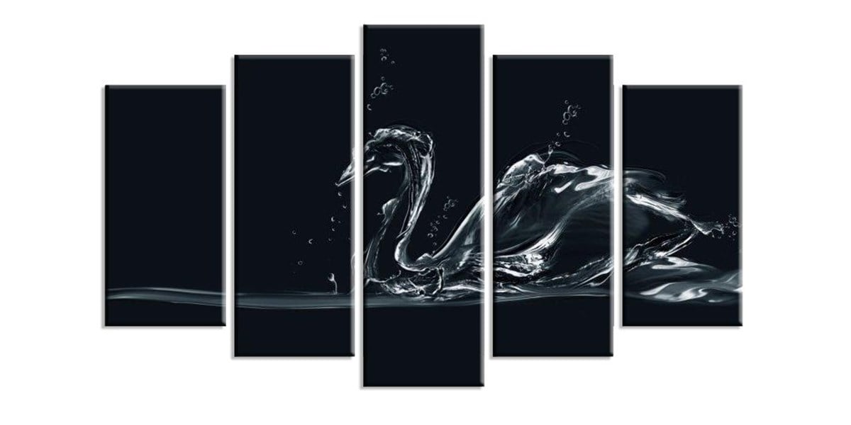 Kuğu - 5 Parçalı Kanvas Tablo