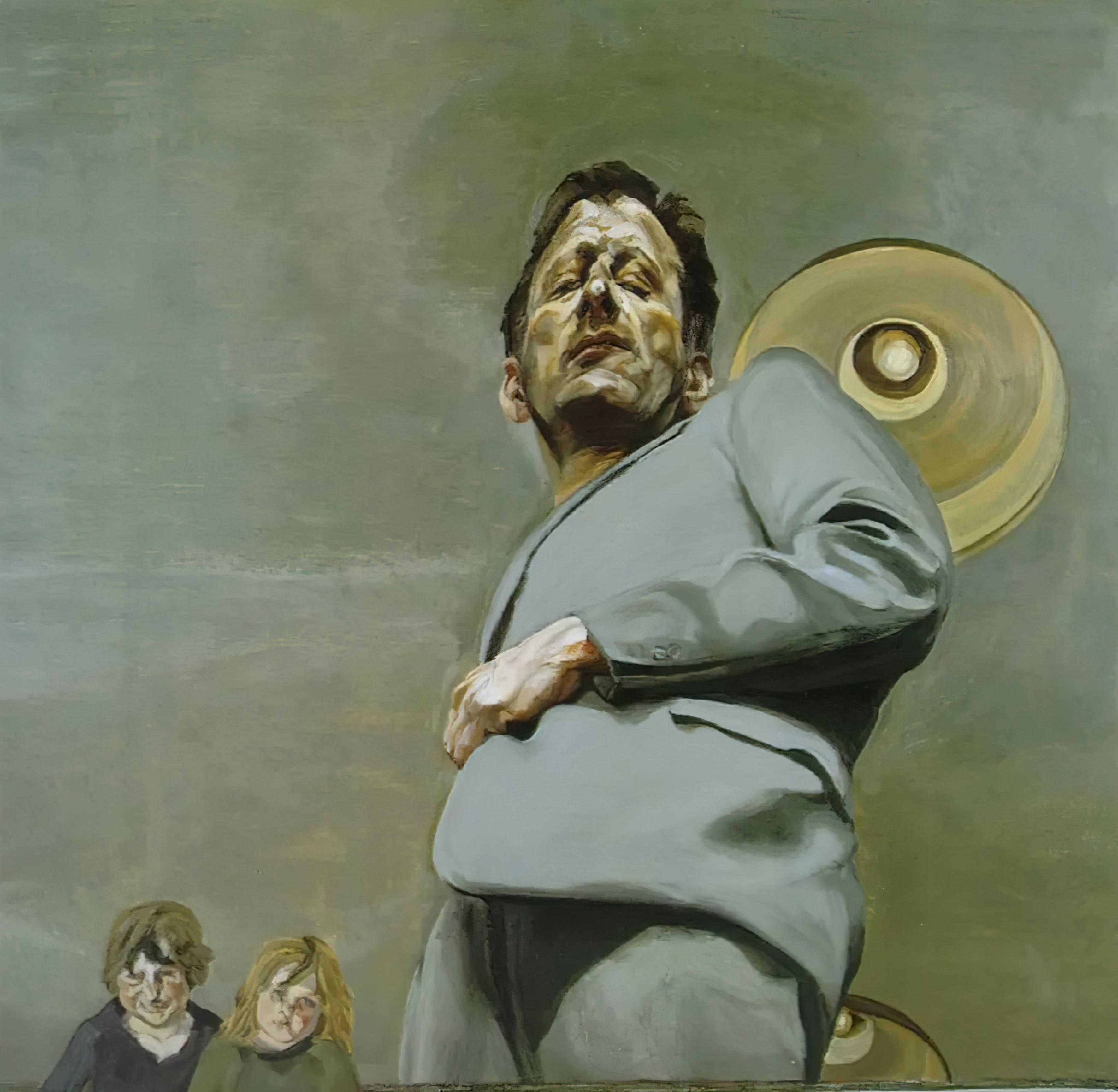 Lucian Freud Reflection with Two Children (Self-Portrait) Kanvas TabloKlasik TablolarTablolife