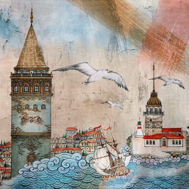 Martılar ve İstanbul Kanvas TabloİstanbulTablolife